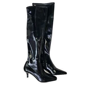 Abound Women’s Black Patent Over the Knee Carmy Boots Kitten Heel Sz 6.5 NWOB